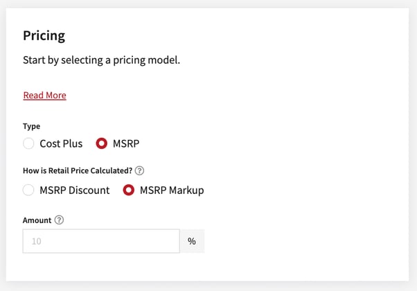 Merx Price. Connection Accessory Sync - Pricing Configuration Tab
