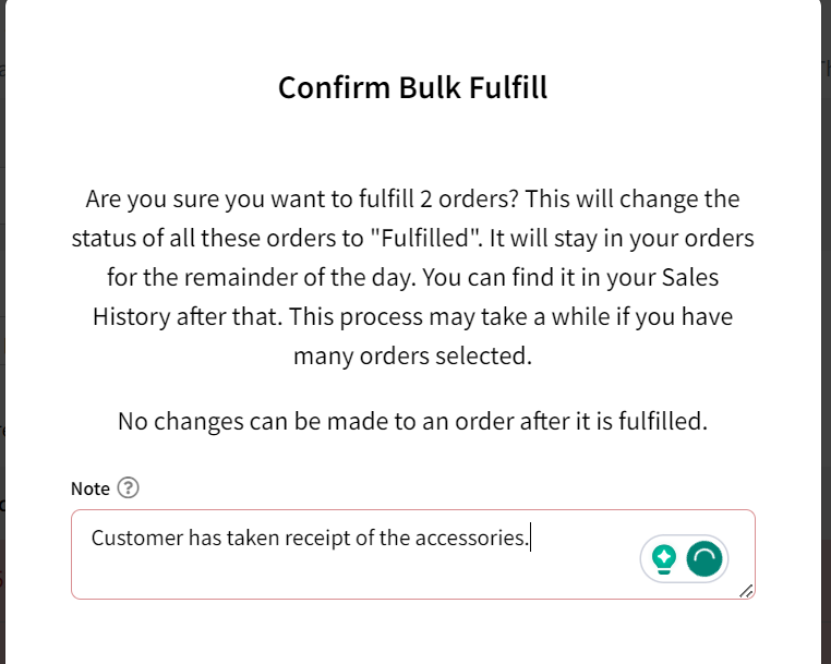 Add Order List Orders List
