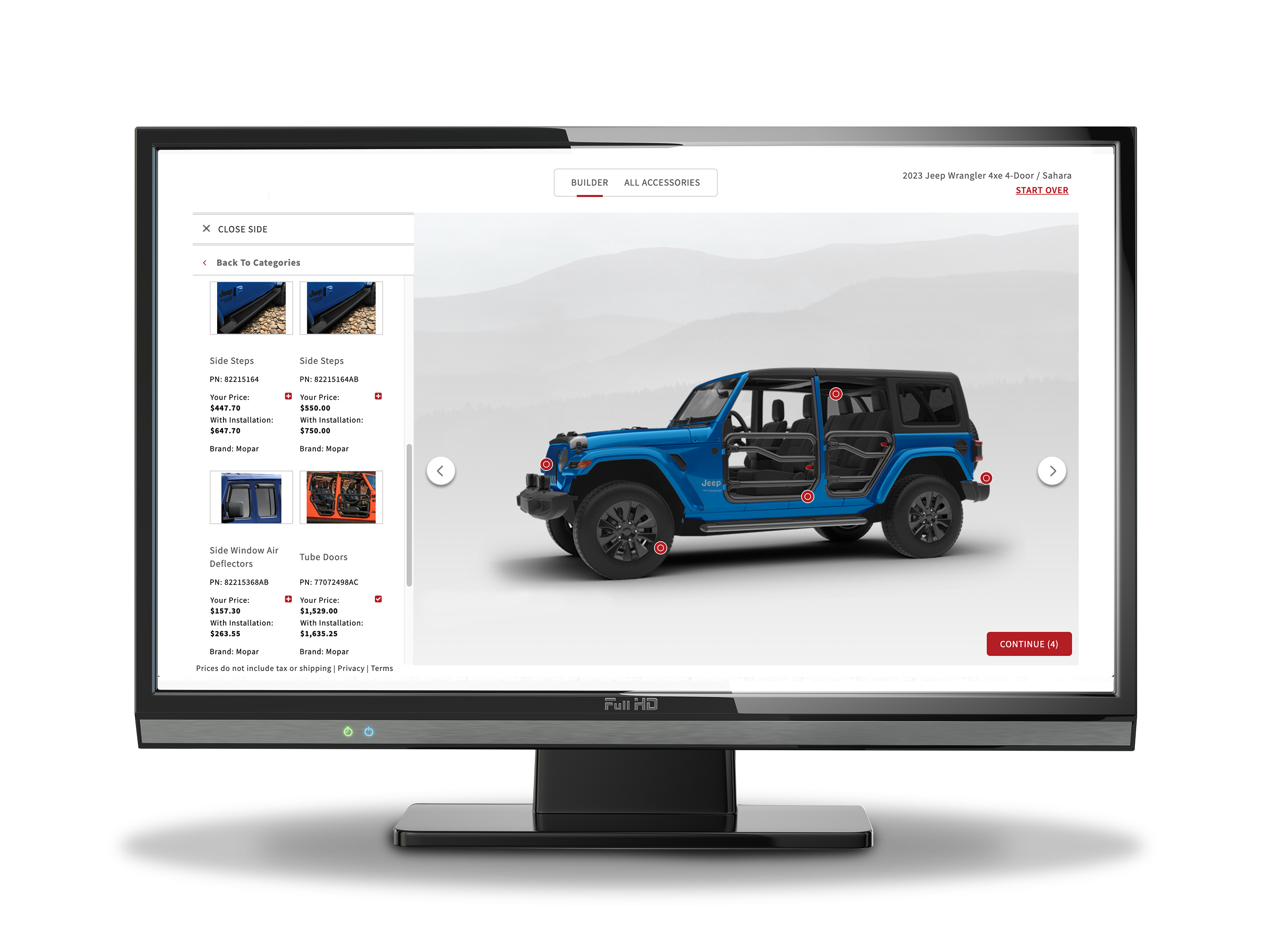 A blue jeep displayed on a desktop computer